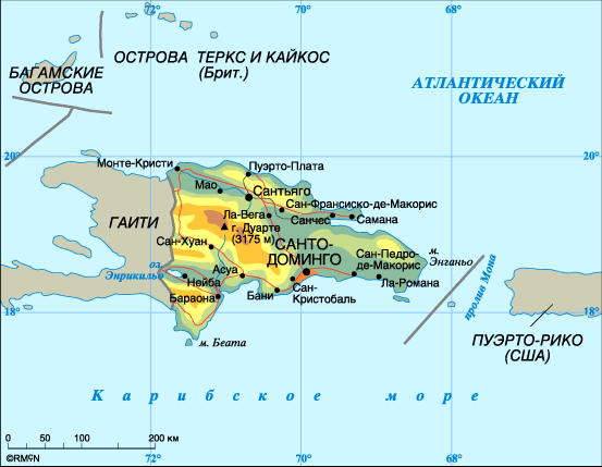 Карта Доминиканы Доминиканской республики