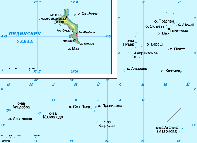 Карта Сейшел Сейшельских островов