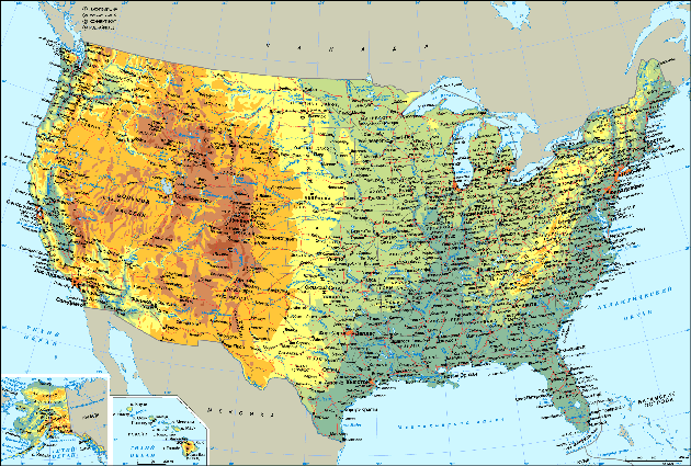 Карта США Соединенных Штатов Америки